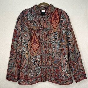 White Stag Vintage Tapestry Patchwork Jacket Women’s L Red/Orange Carpet Blazer
